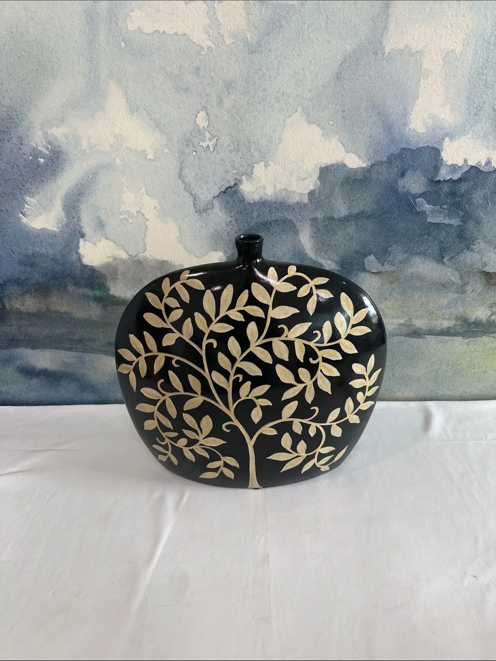 Black and Gold Leaf Ceramic Vase - Home Accents